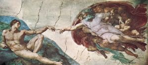 Die Erschaffung Adams durch Michelangelo.